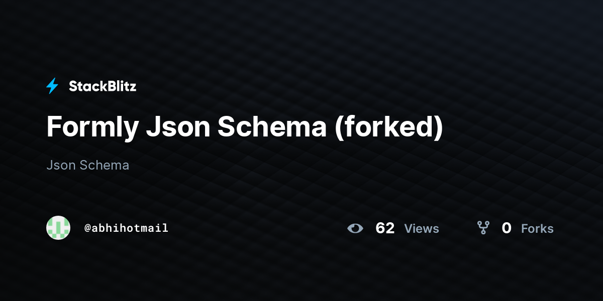 Formly Json Schema (forked) - StackBlitz