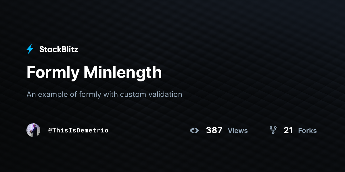 Formly Minlength - StackBlitz