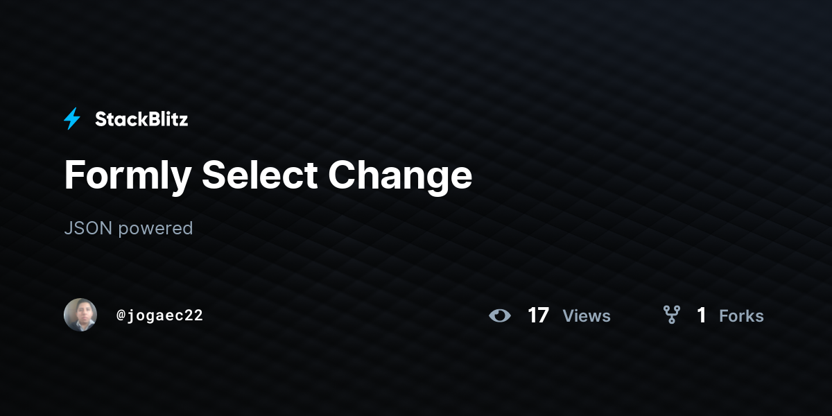 Formly Select Change - StackBlitz