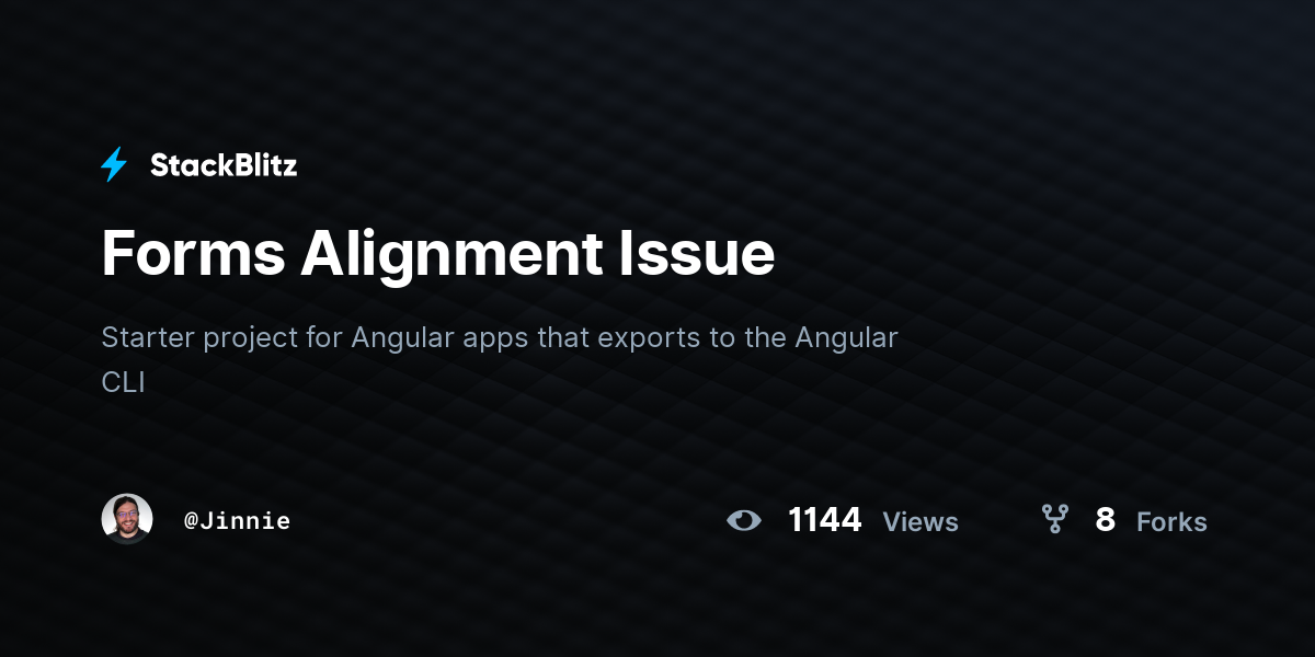 Forms Alignment Issue - StackBlitz