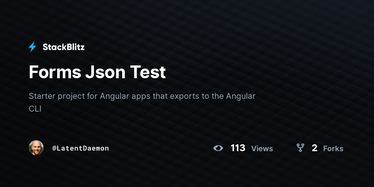 Forms Json Test - StackBlitz