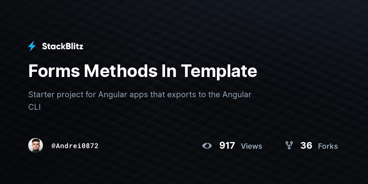 Forms Methods In Template - StackBlitz