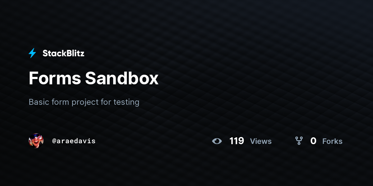 Forms Sandbox - StackBlitz