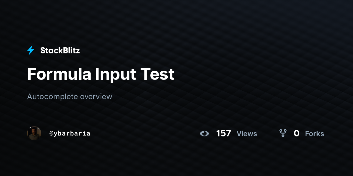 Formula Input Test - StackBlitz