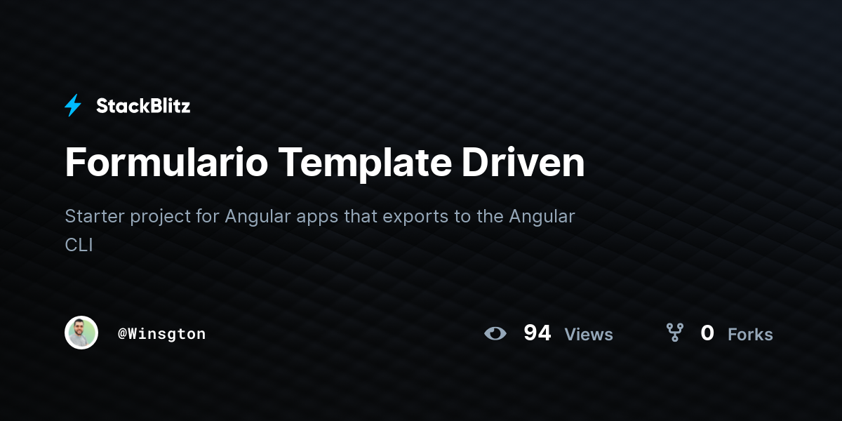 Formulario Template Driven - StackBlitz