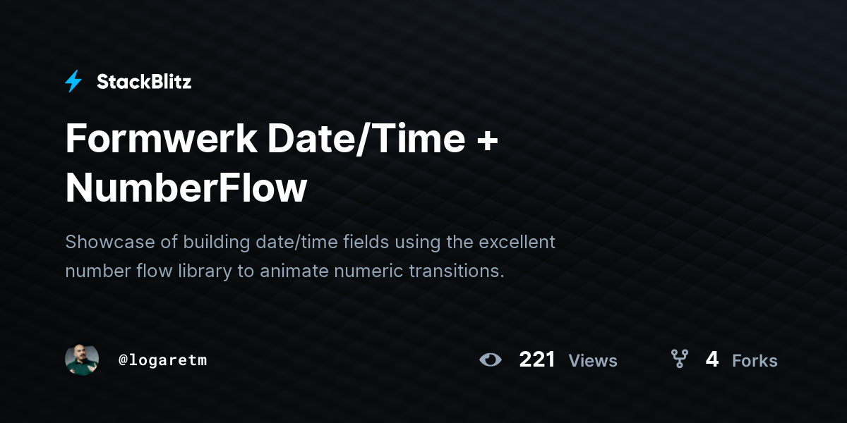 Formwerk Date/Time + NumberFlow - StackBlitz