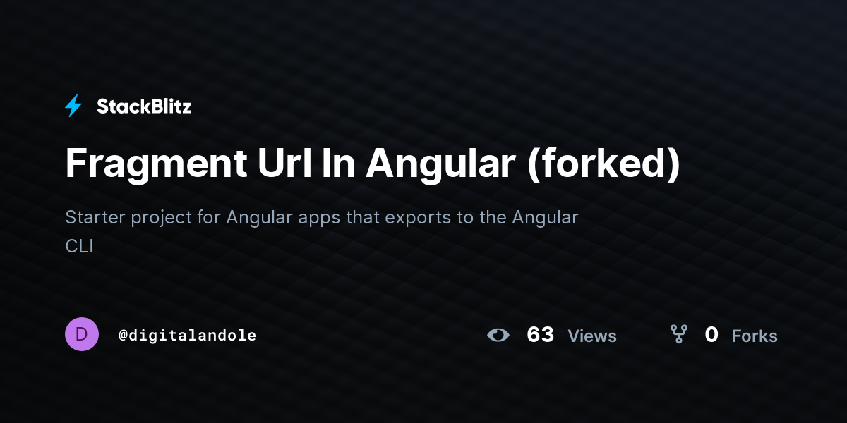Fragment Url In Angular (forked) - StackBlitz