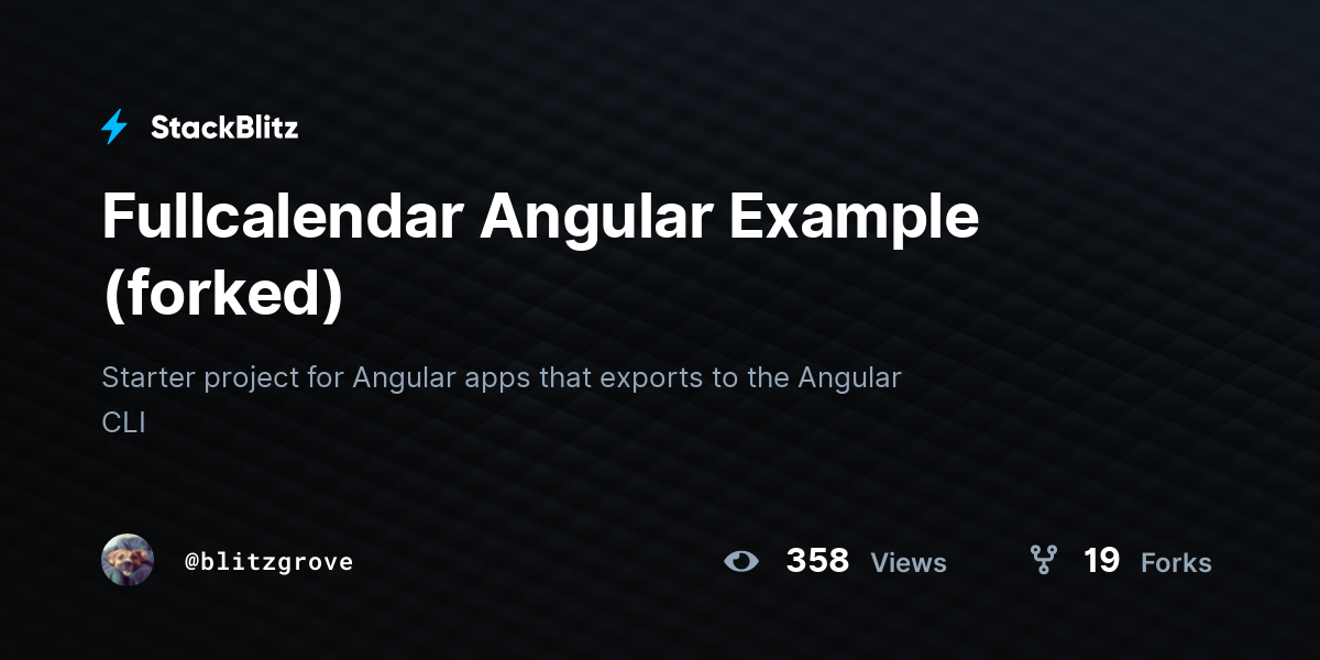 Fullcalendar angular example forked stackblitz