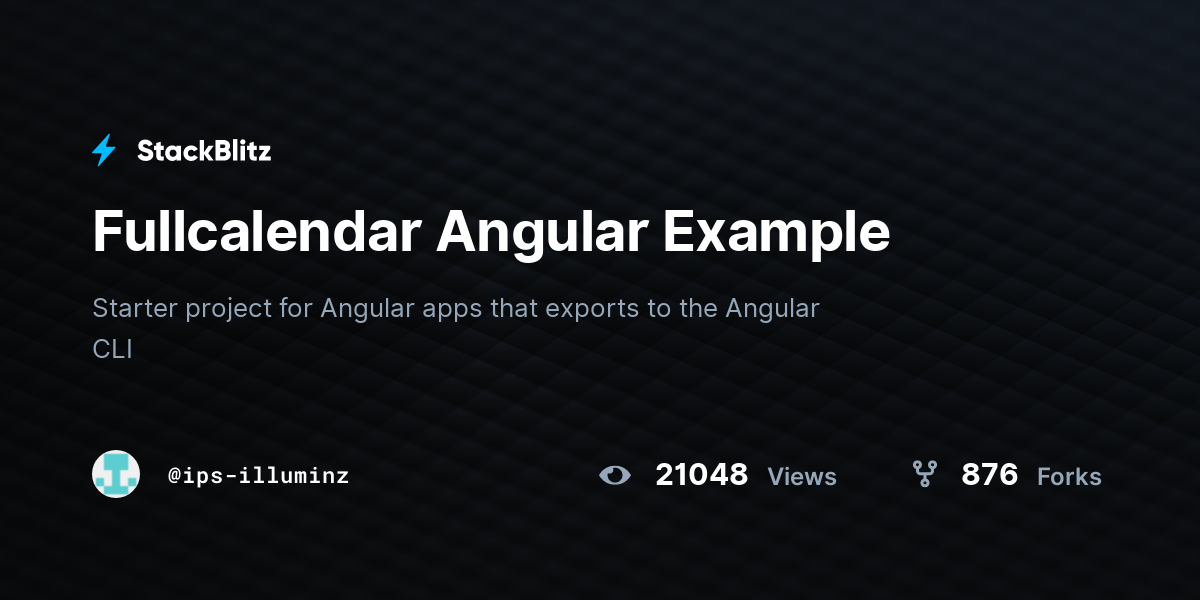 Fullcalendar Angular Example StackBlitz