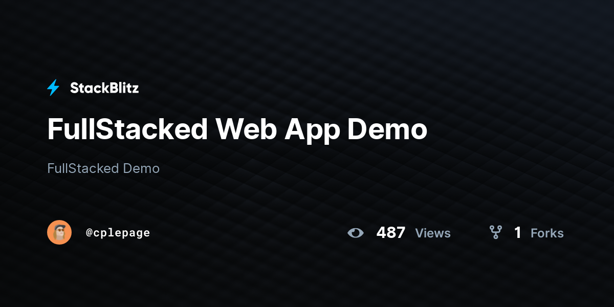 FullStacked Web App Demo - StackBlitz