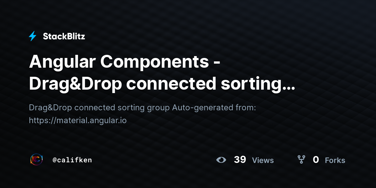 Angular Components - Drag&Drop connected sorting group - StackBlitz