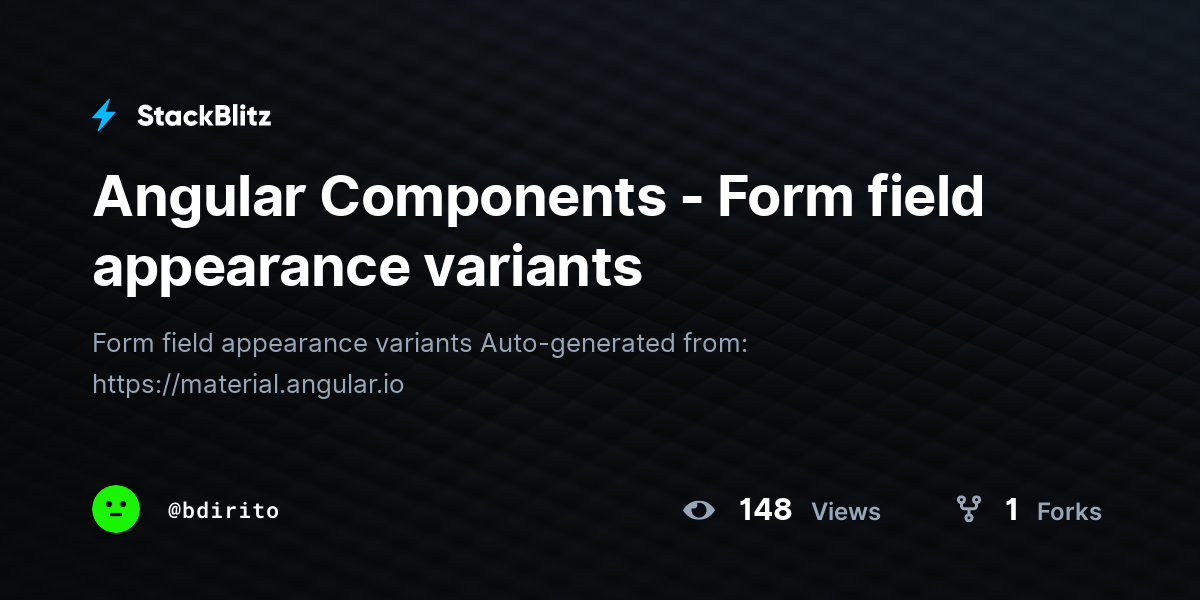 Angular Components - Form field appearance variants - StackBlitz