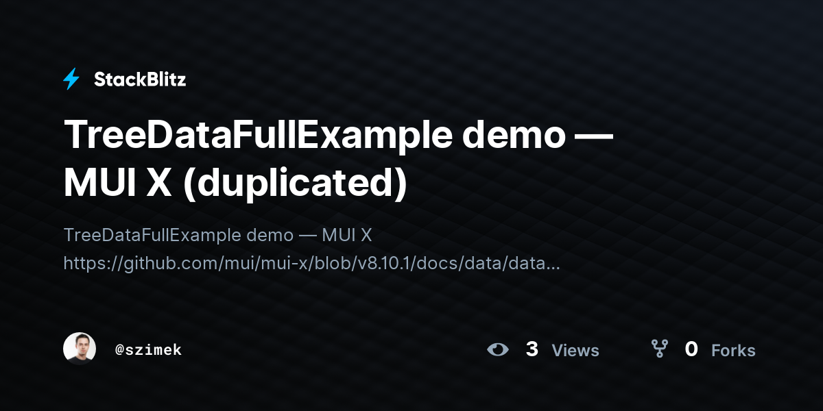 TreeDataFullExample demo — MUI X (duplicated) - StackBlitz