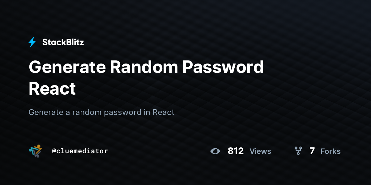 Generate Random Password React - StackBlitz