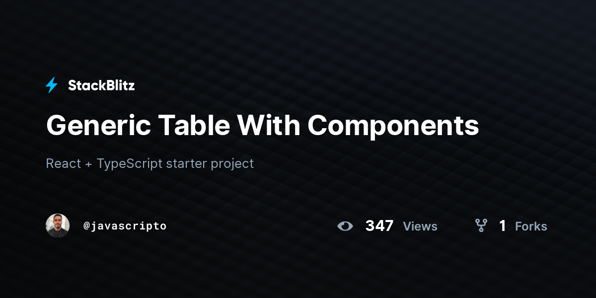 Generic Table With Components - StackBlitz