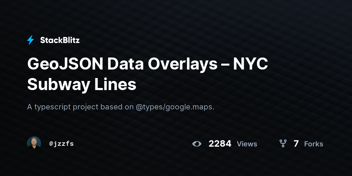 GeoJSON Data Overlays – NYC Subway Lines - StackBlitz