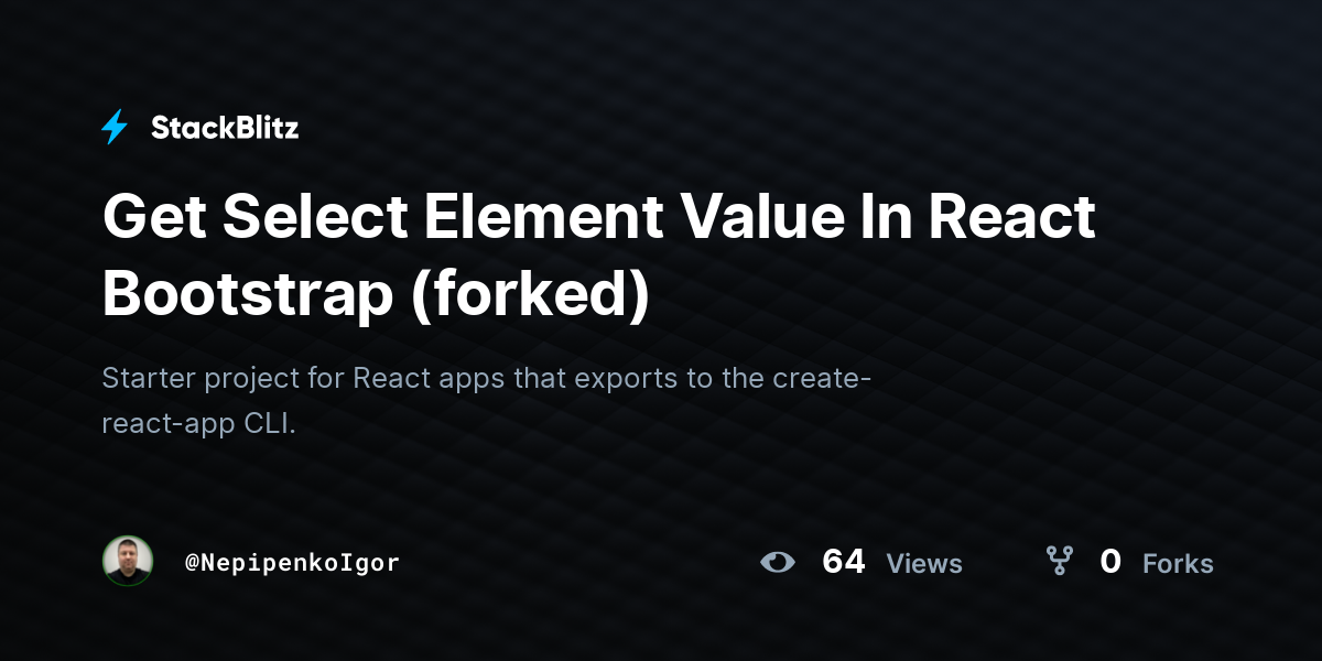 Get Select Element Value In React Bootstrap (forked) - StackBlitz