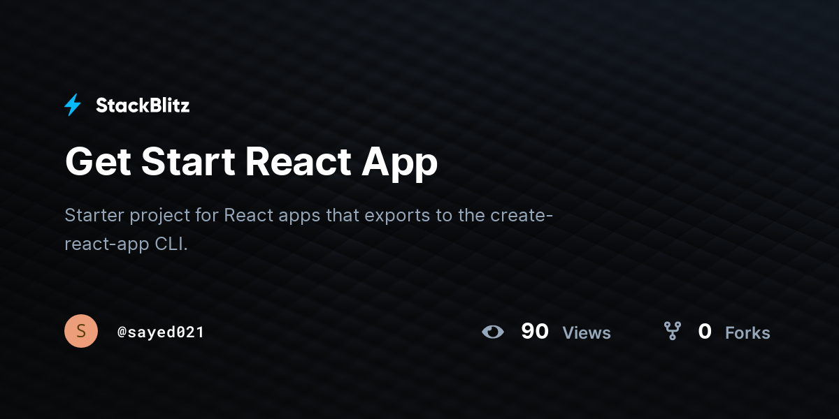 Get start react app stackblitz