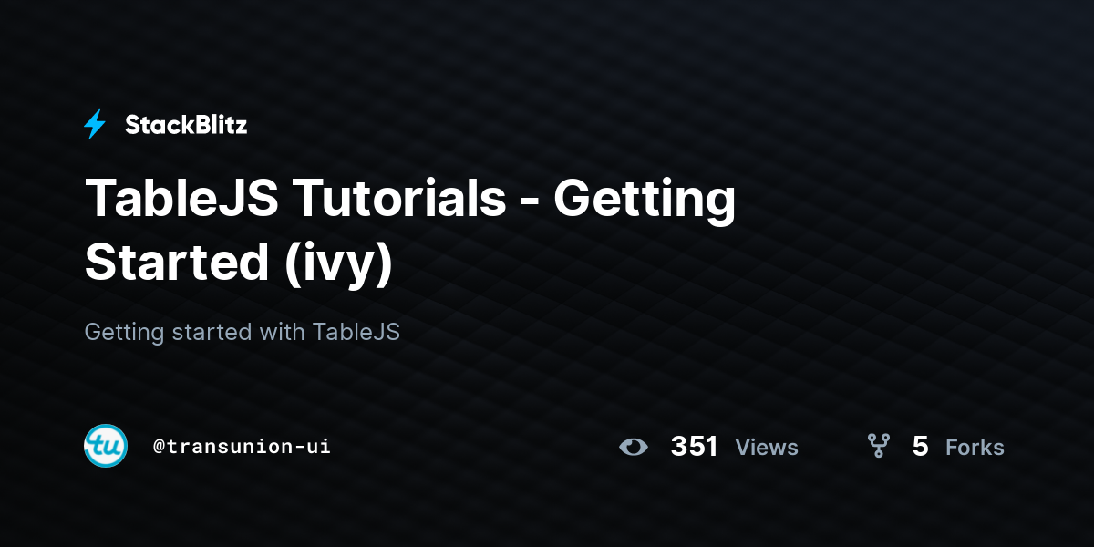 TableJS Tutorials - Getting Started (ivy) - StackBlitz