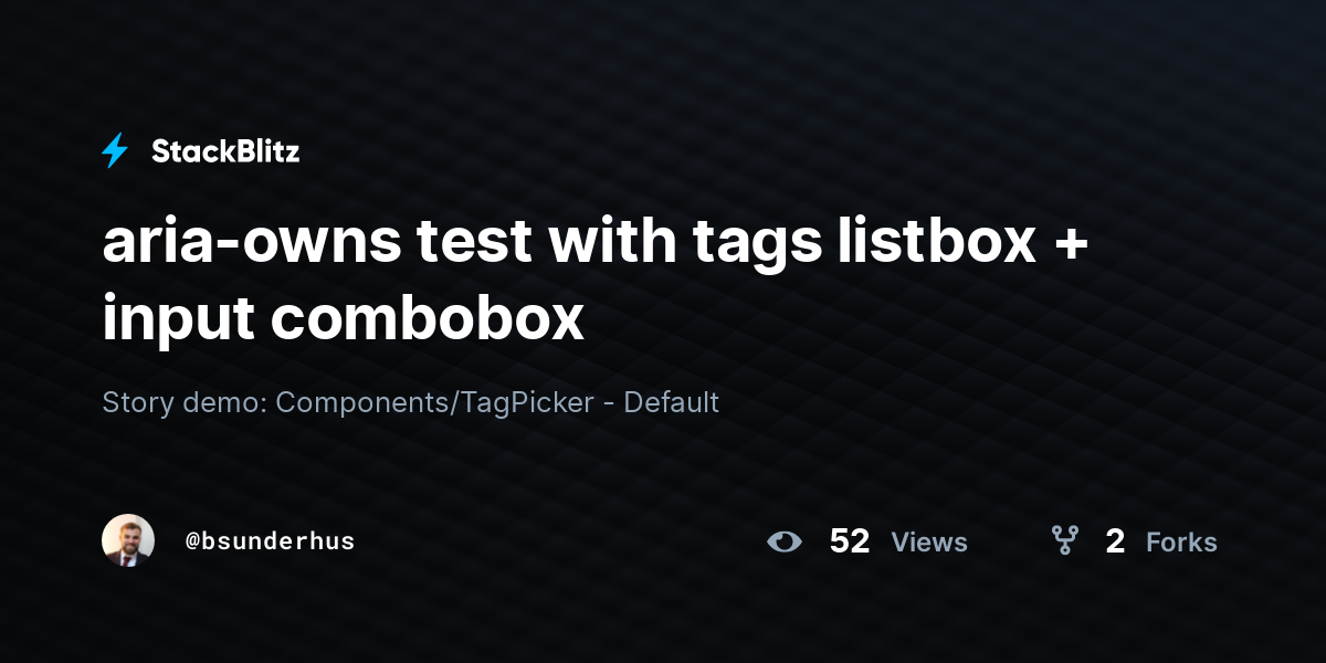 aria-owns test with tags listbox + input combobox - StackBlitz