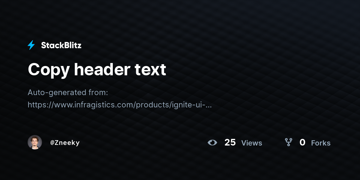 Copy header text - StackBlitz