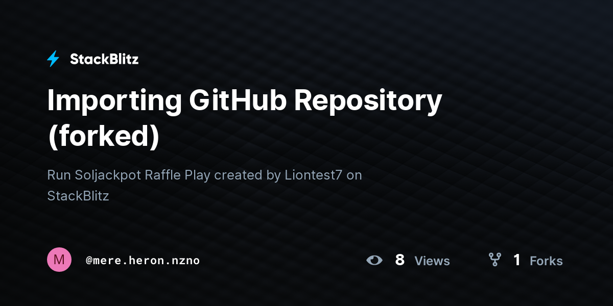Importing GitHub Repository (forked) - StackBlitz