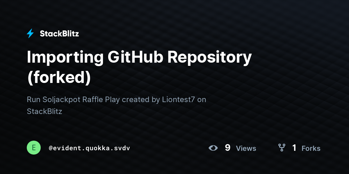 Importing GitHub Repository (forked) - StackBlitz