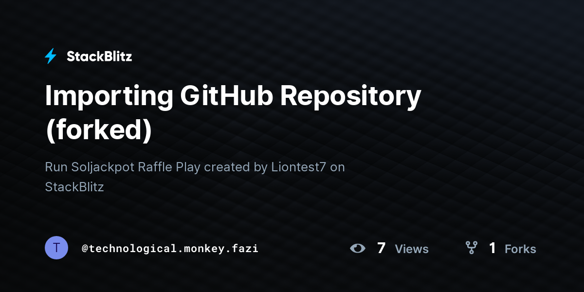 Importing GitHub Repository (forked) - StackBlitz