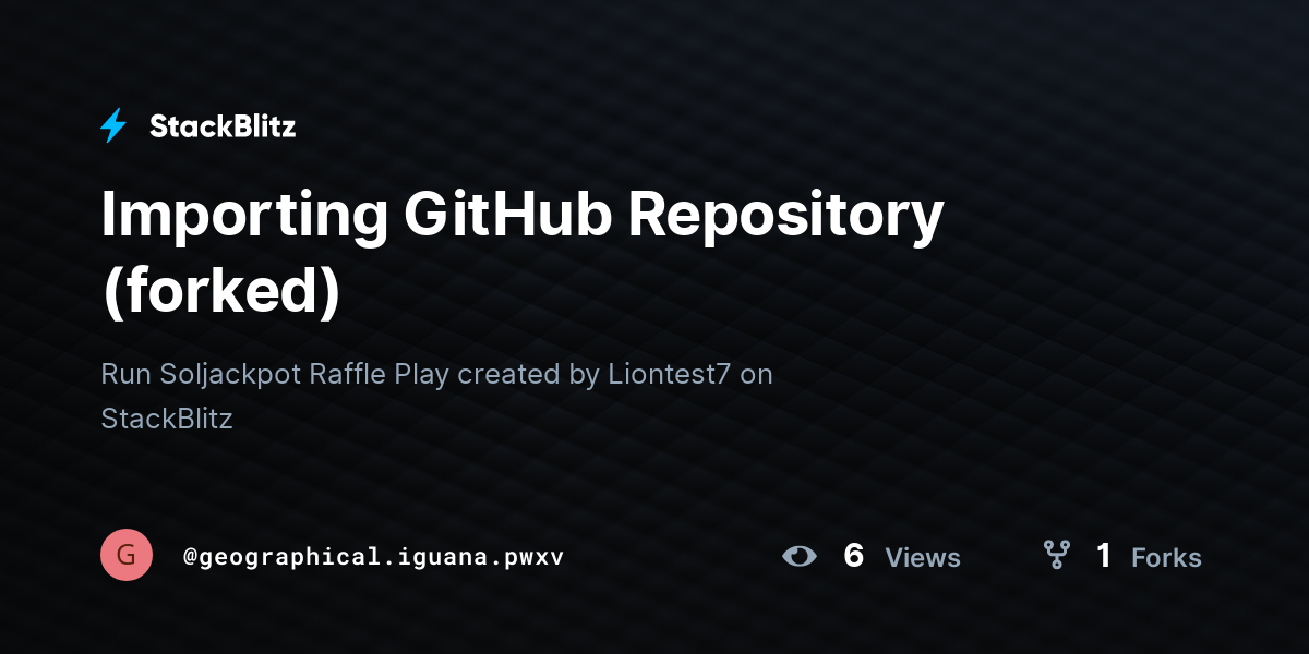 Importing GitHub Repository (forked) - StackBlitz