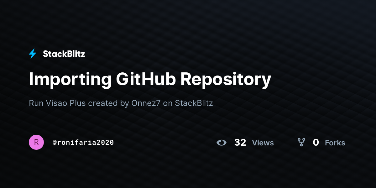 Importing GitHub Repository - StackBlitz