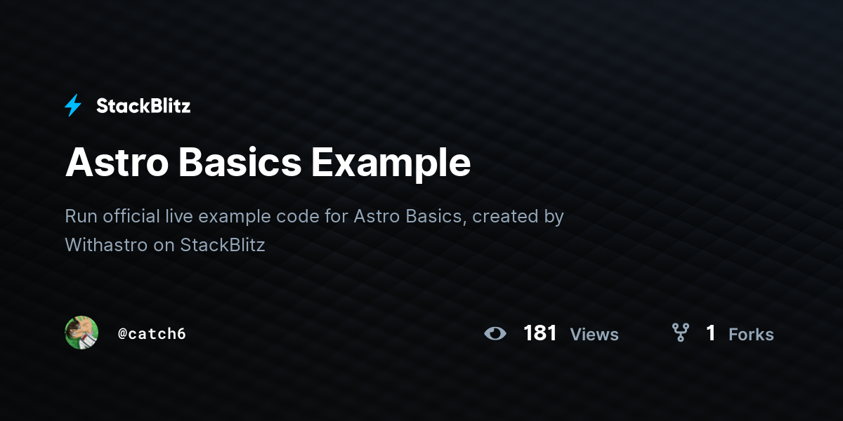 Astro Basics Example - StackBlitz
