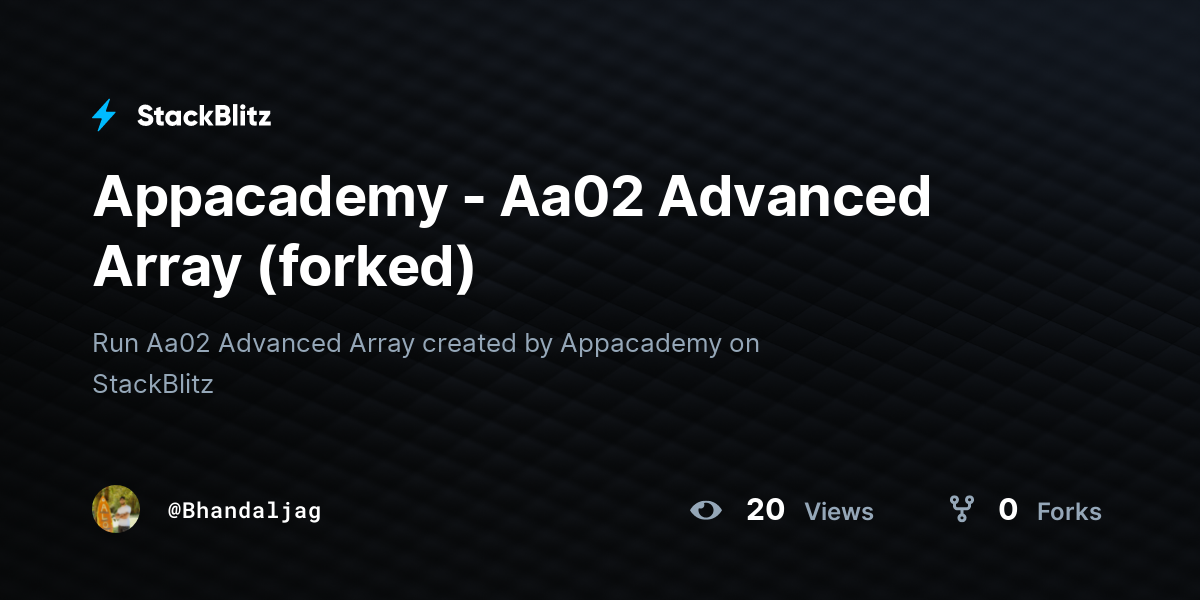 Appacademy - Aa02 Advanced Array (forked) - StackBlitz