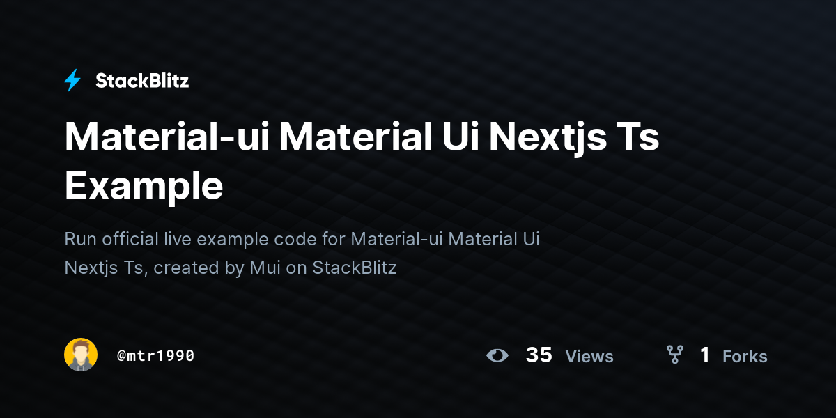 Material-ui Material Ui Nextjs Ts Example - StackBlitz