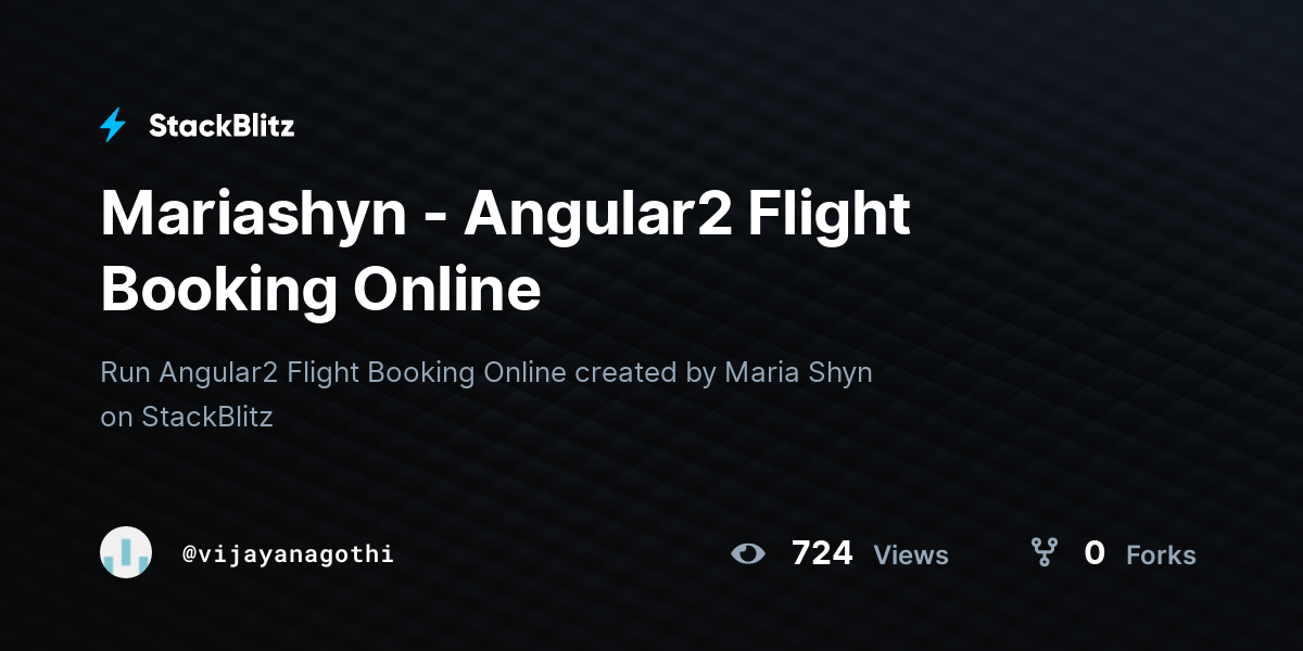 Mariashyn - Angular2 Flight Booking Online - StackBlitz