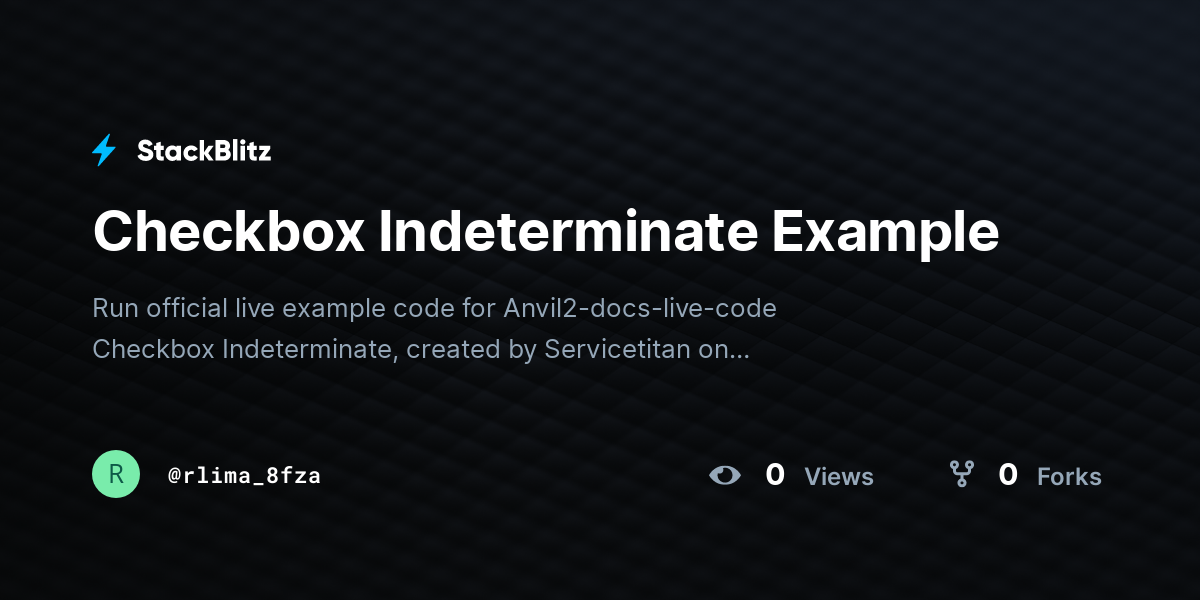 Checkbox Indeterminate Example - StackBlitz