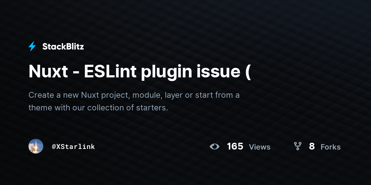 Nuxt - ESLint plugin issue ( - StackBlitz