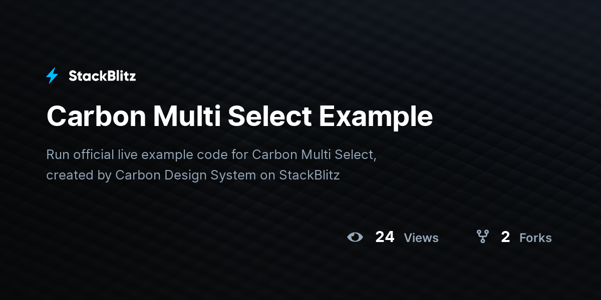 Carbon Multi Select Example - StackBlitz