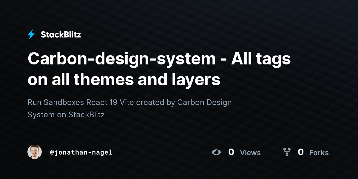 Carbon-design-system - All tags on all themes and layers - StackBlitz