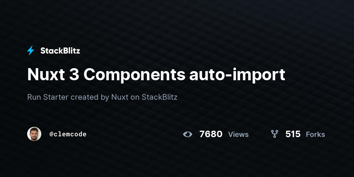 Nuxt 3 Components auto-import - StackBlitz