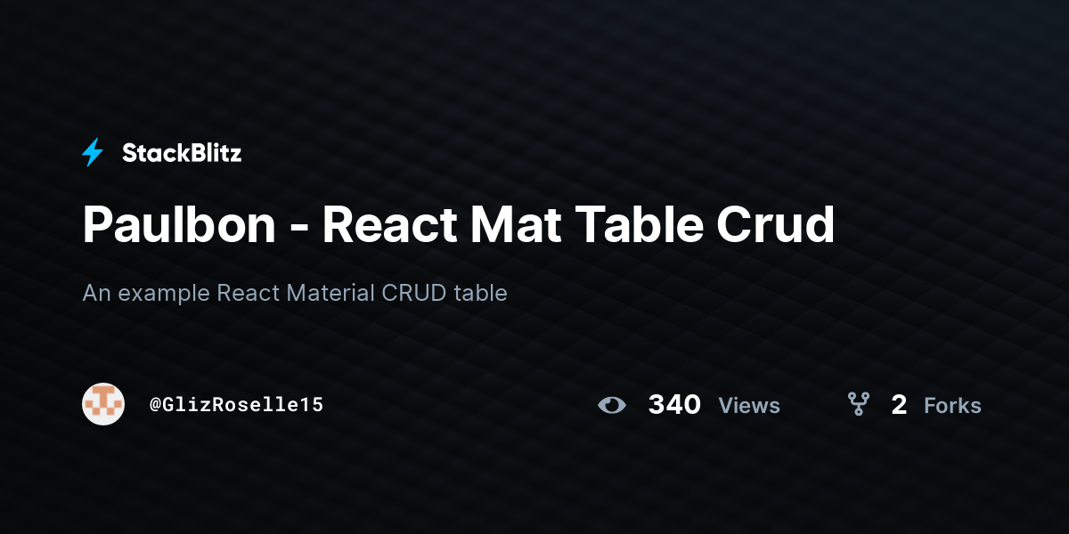 Paulbon - React Mat Table Crud - StackBlitz