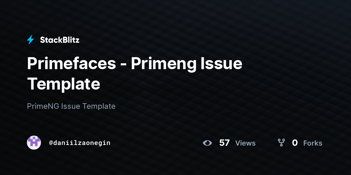 Primefaces Primeng Issue Template StackBlitz