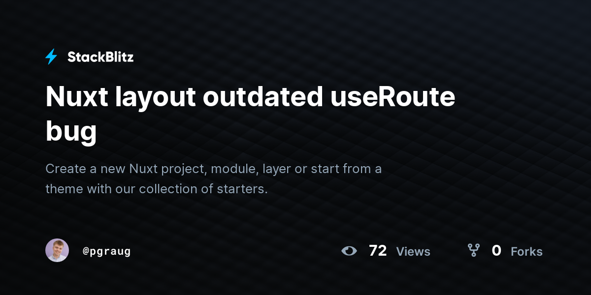 Nuxt layout outdated useRoute bug - StackBlitz