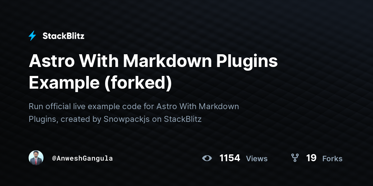 Astro With Markdown Plugins Example (forked) - StackBlitz