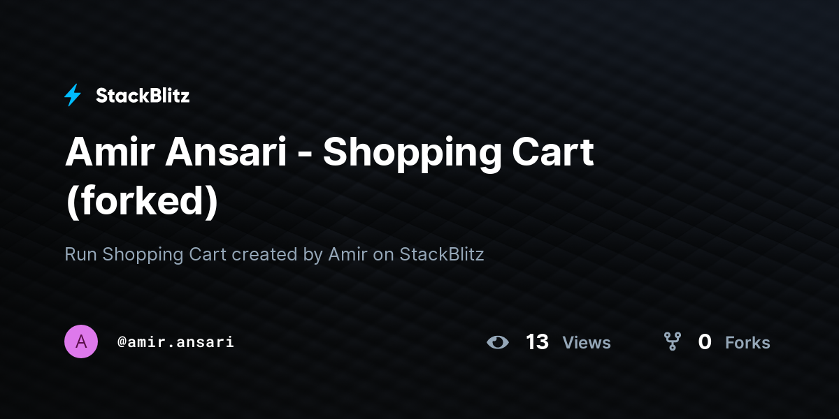 Amir Ansari - Shopping Cart (forked) - StackBlitz
