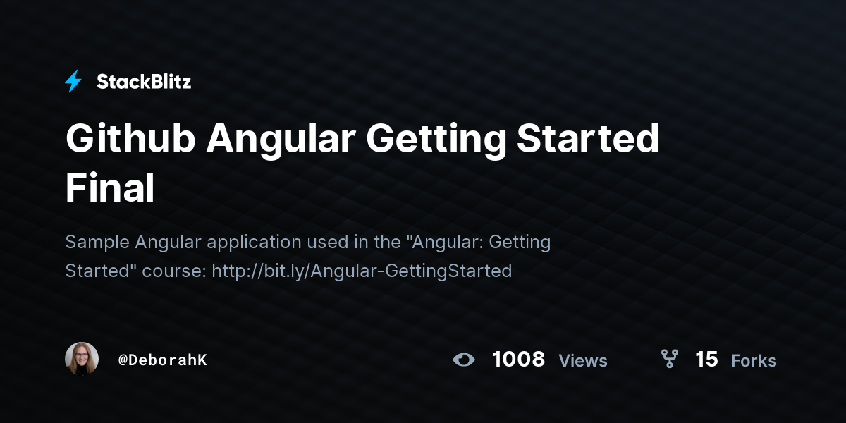 Github Angular Getting Started Final - StackBlitz