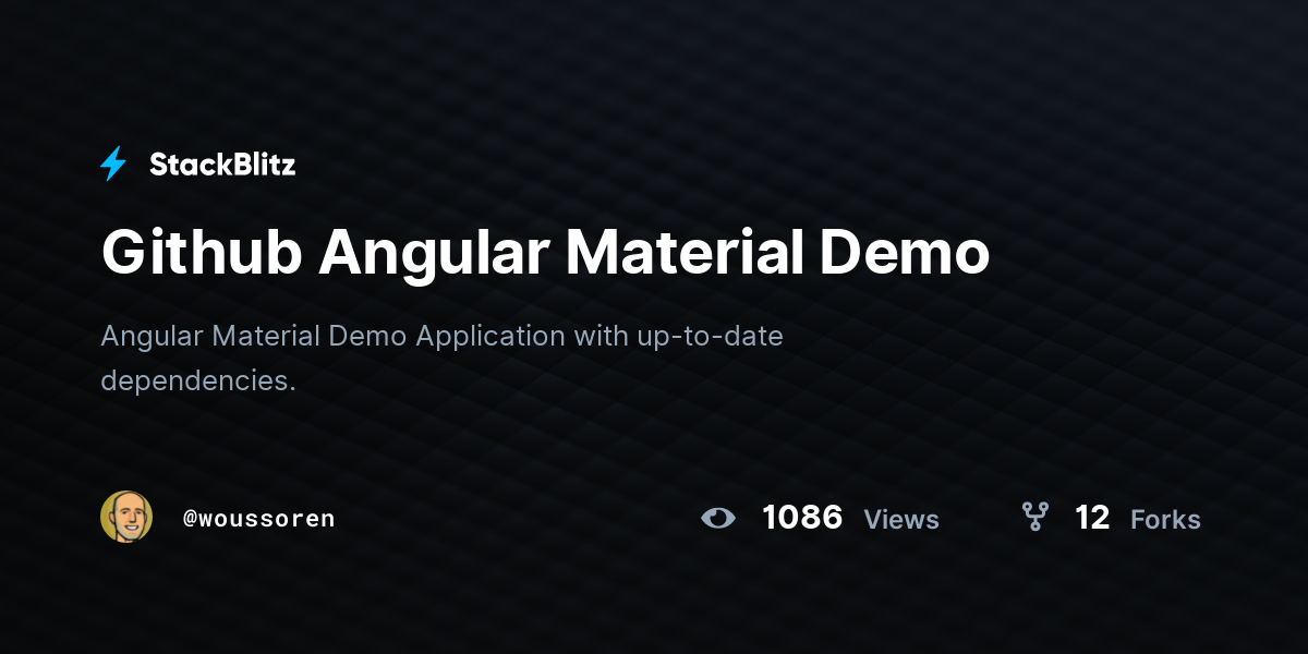 Github Angular Material Demo - StackBlitz