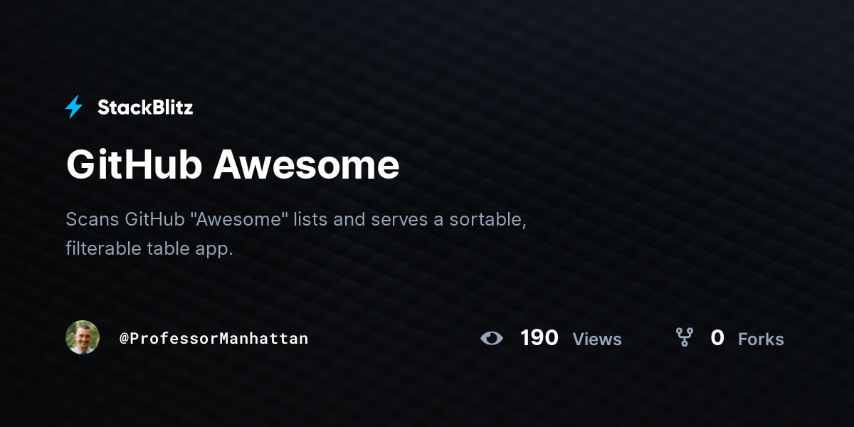 GitHub Awesome - StackBlitz
