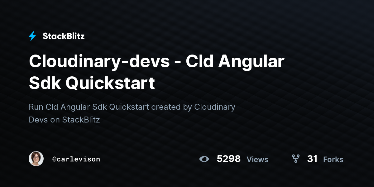 Cloudinary-devs - Cld Angular Sdk Quickstart - StackBlitz