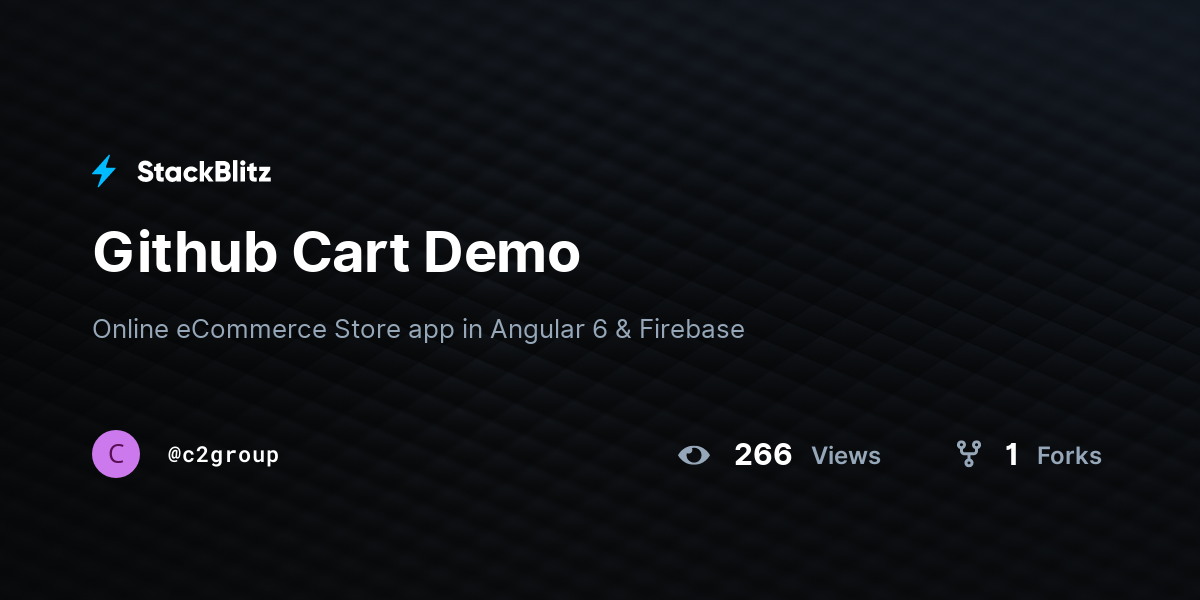 Github Cart Demo - StackBlitz