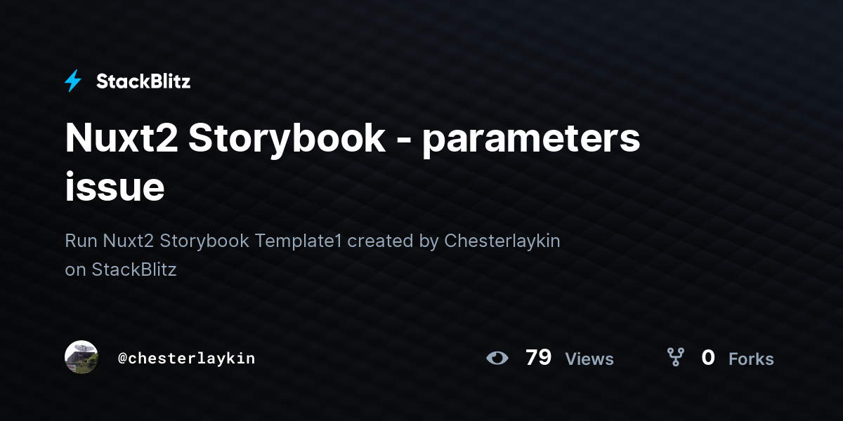 Nuxt2 Storybook - parameters issue - StackBlitz